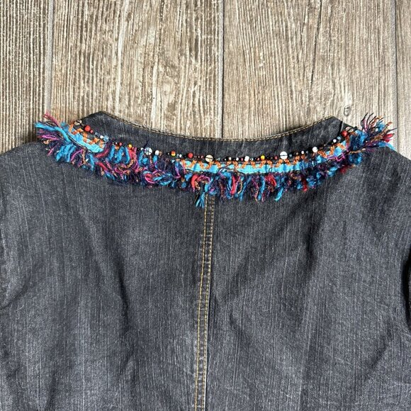 2/$18 Sale! Coldwater Creek Jacket Denim Bead Womens Zip Fairy Western Stretch 6 - Picture 9 of 9